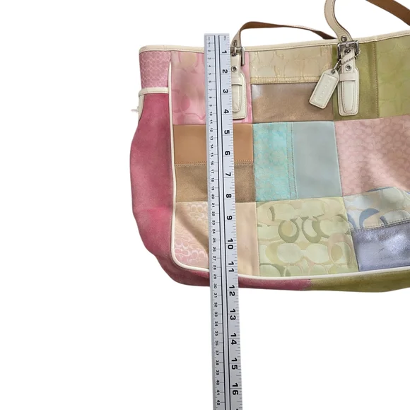Coach Signature Colorful Patchwork Tote Bag Y2K Pastel - Picture 10 of 11